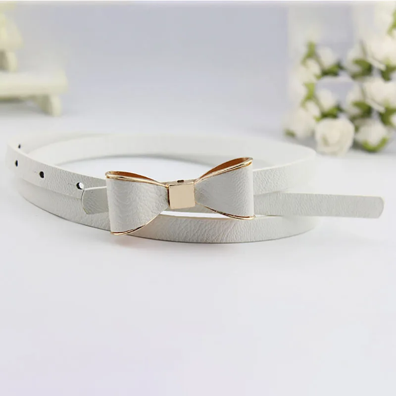 Белый Женские кожаные ремни Ceinture с бантом для женщин, роскошный бренд, тонкие ремни с бабочкой для женщин, поясной ремень Ceinture Femme - Цвет: Белый