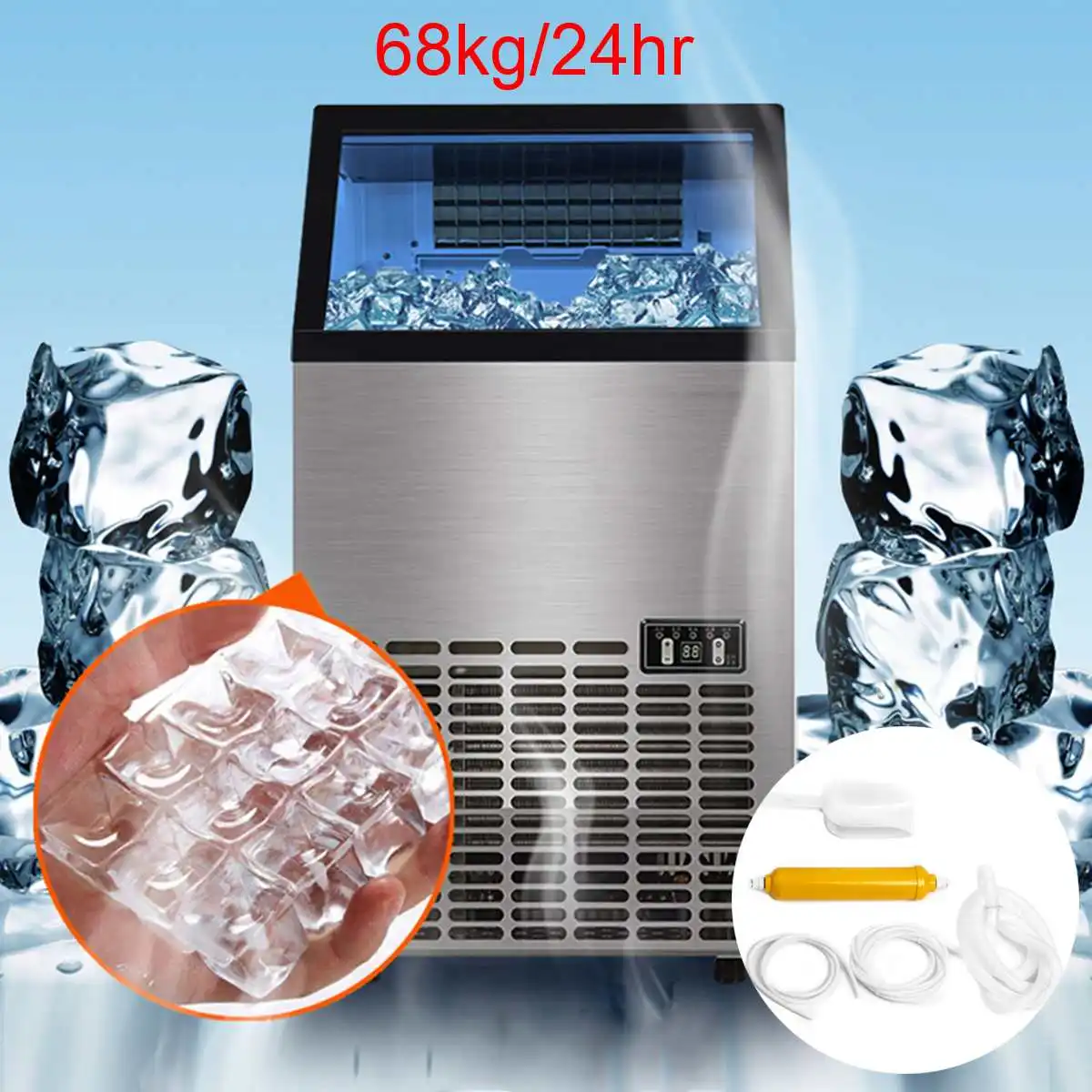 

68kg/24hr Ice Makers Commercial Automatic Ice Cube Making Machine for Bar Coffee Shop Milk Tea Room 220V/50hz