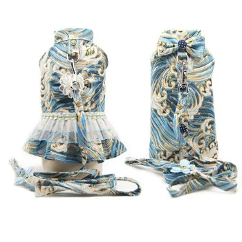 

2020 Newest Japanese Style Couple Wear Pet Dog Dress and Vest Summer Harness and Leash Set for Small Dogs Training Walking 10E