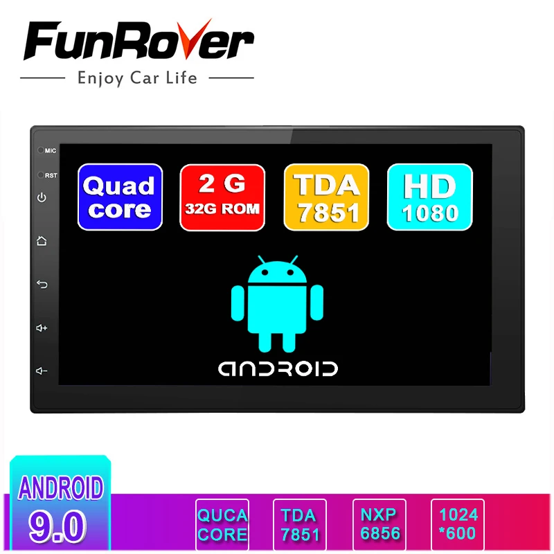

FUNROVER 2 Din Car Multimedia player android 9.0 Car DVD Radio for Universal for Nissan peugeot toyota doble din Autoradio 2GRAM