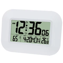 Big LCD Digital Wall Clock Thermometer Temperature Radio Controlled Alarm Clock RCC Table Desk Calendar for Home School Office