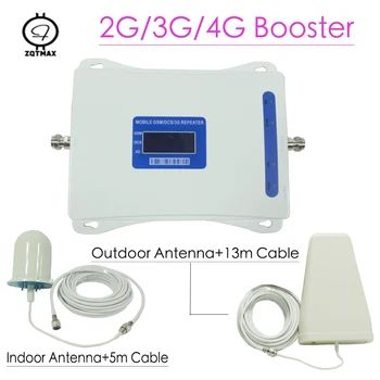 

ZQTMAX Tri band 2G 3G 4G mobile signal booster gsm repeater GSM 900 UMTS 2100MHz LTE Cellular Signal Amplifier Antenna kit