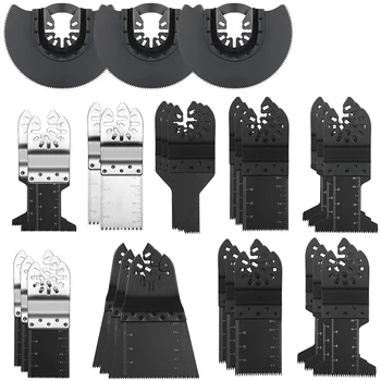 

28Pcs Oscillating Saw Blades Multitool Quick Release Saw Blades Kit, Metal Wood Plastic Oscillating Tool Blades
