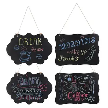 

WINOMO 4pcs Mini Chalkboards Blackboard Tags Double Side Message Board Signs with Hanging Strings and Cleaning Cloth