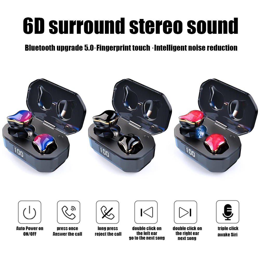 Cool! Bluetooth 5,0 6D Surround G01 наушники с сенсорным управлением TWS Беспроводные Наушники Hi-Fi стереонаушники 700 мАч зарядный отсек