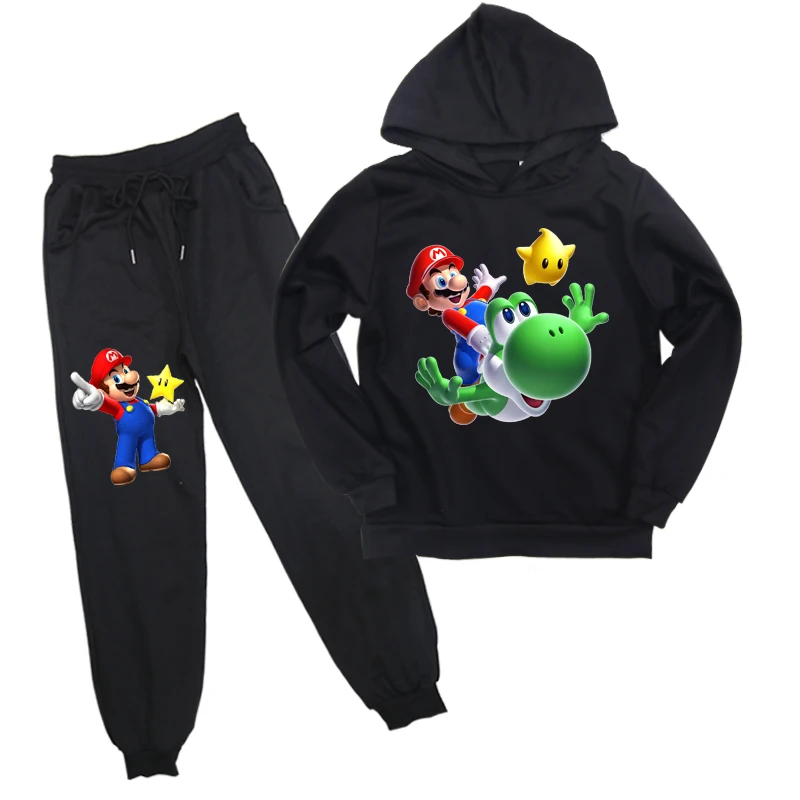 Одежда с принтом Марио; Комплект для девочек; детские толстовки; топы; свитер; одежда+ брюки; комплект из 2 предметов; подарки; одежда для малышей