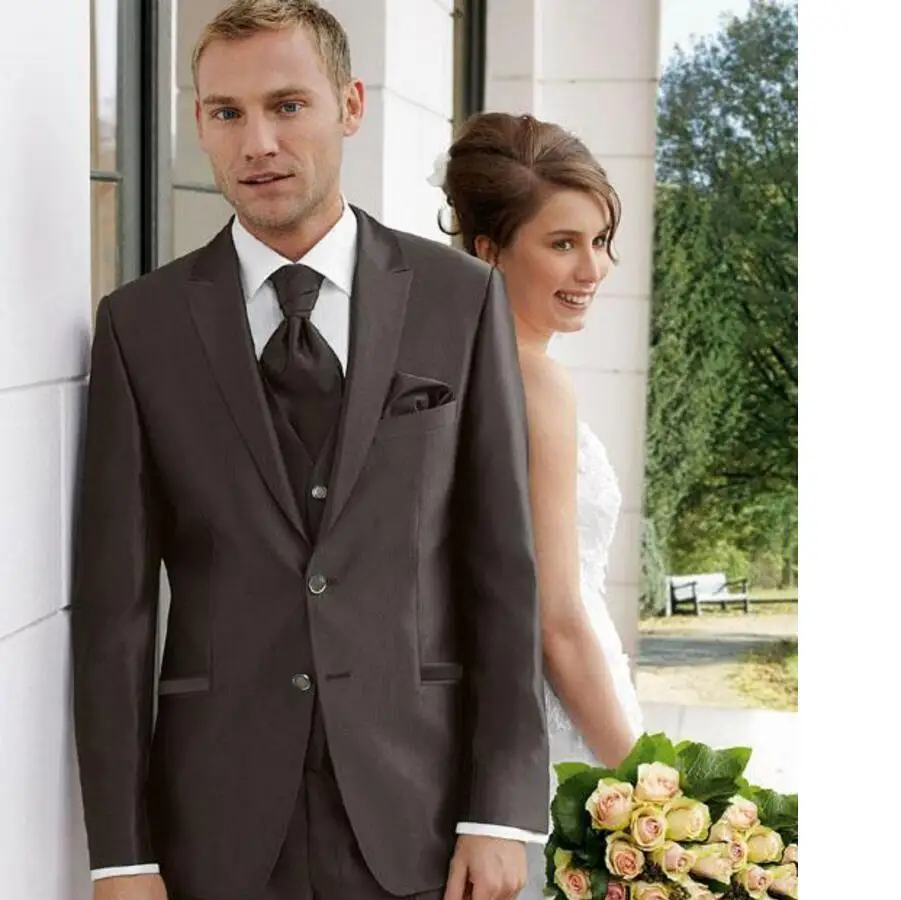 

Custom Made New Men Suit Brown Formal Occasion Wedding Groom Suits High Quality Terno Slim Fit Mens Suits (Jacket+Pants+Vest)