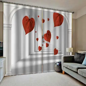 

red leaf curtains Extended space Photo Printing Blackout 3D Curtains for Living Room stereoscopic curtains 3d curtains