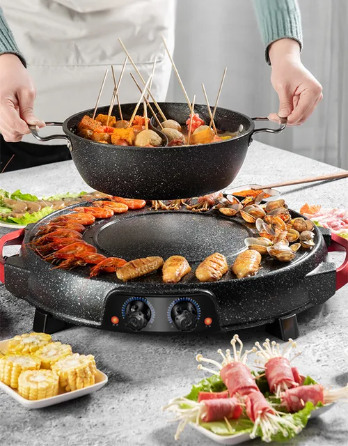 2300w Multi-functional Hot Pot Electric Grill One Pot Domestic Smokeless  Korean Baking Dish Shabu Roast Dual Use Fish Grill - Electric Grills &  Electric Griddles - AliExpress