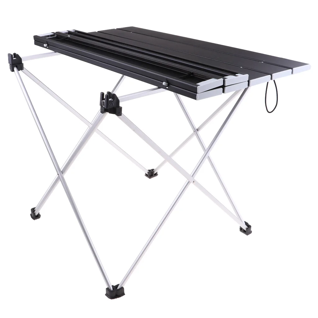 Black 56.5x40.5x41c Открытый алюминиевый складной стол для пикника, кемпинга, Сверхлегкий компактный размер с сумкой для хранения для рыбалки на заднем дворе - Цвет: Black 56.5x40.5x41c