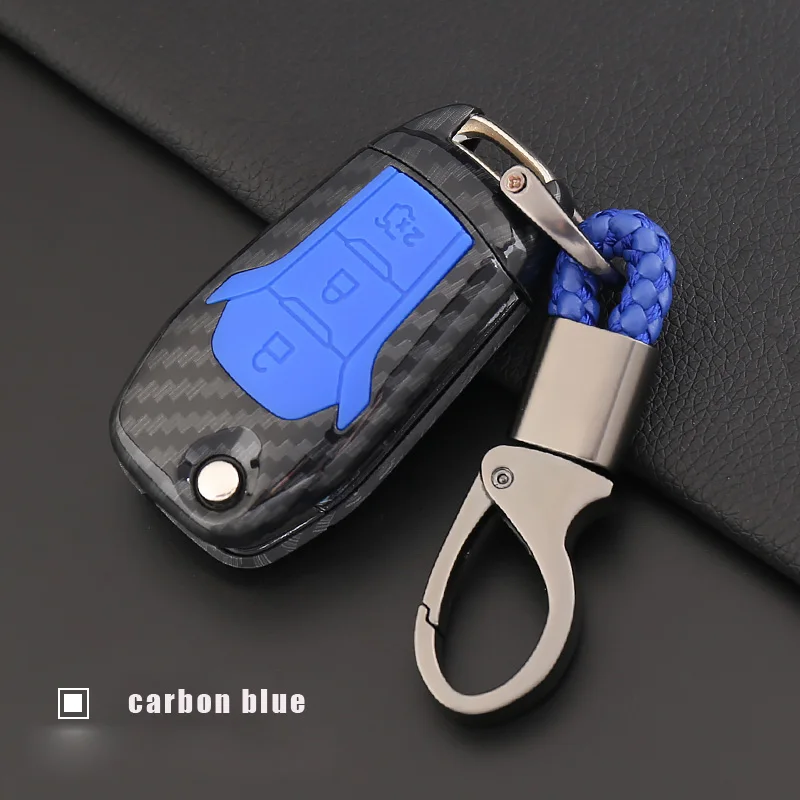 e-blue jingyuqin Carbon Fiber Key Case Cover For Ford F-150 F-250 F-350 F-550 Fiesta Ranger Fusion Mondeo Mustang S-Max Explorer Edge - Color Name: e-blue