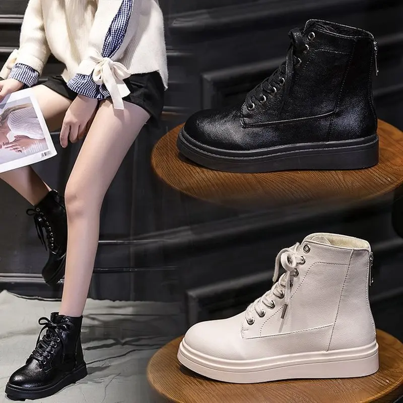 LZJ Для женщин зимние сапоги с пряжками, мотоциклетные ботинки «мартинс» британский стиль; готическая обувь в стиле «панк»; на низком каблуке Черные сапоги обуви размера плюс; большие размеры 35-39