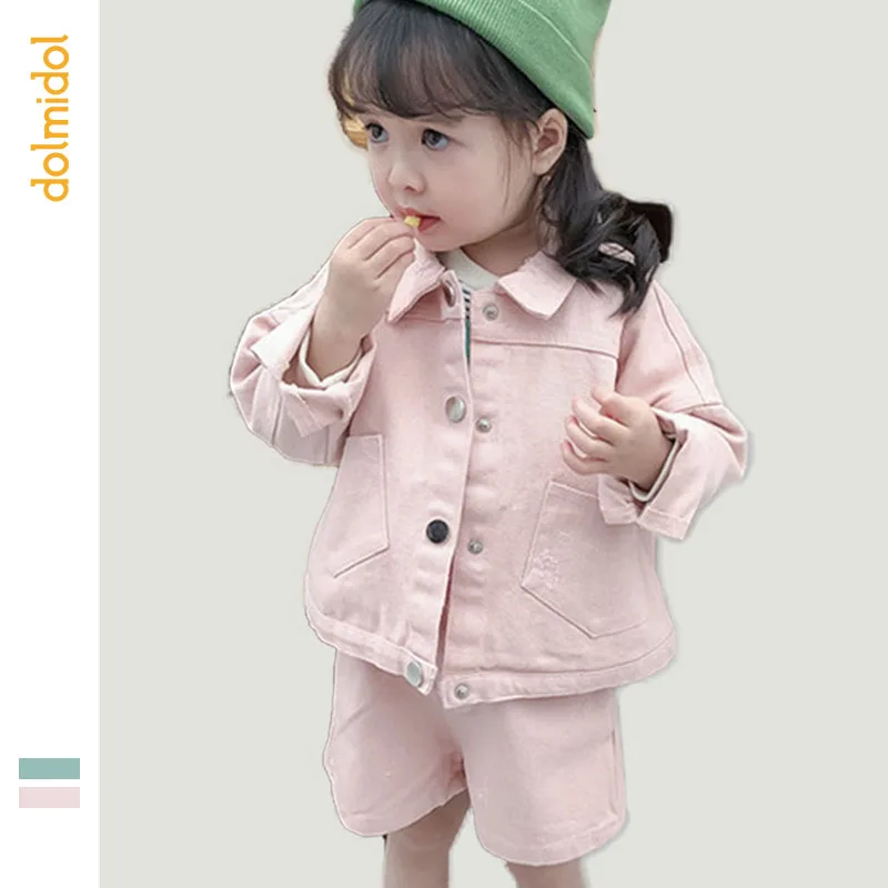 

Dolmidol 2019 HOTHOT Solid Cotton 2Pcs Clothes Set For Baby Girls Fashion Kids Children Outfit Jacket Short Autumn Korean Style