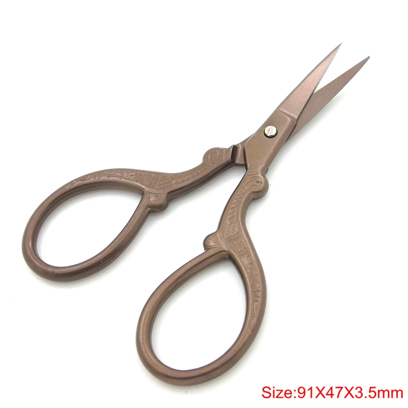 01-9cm Brown Ножницы ручной вышивки ткани вышивки крестом Европейский ретро классический, винтажный, старинный Ремесло Швейные портновские ножницы швейные инструменты - Цвет: 01-9cm Brown