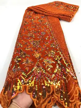 

2020 Autumn Winter New Arrival High Quality African Velvet Lace Fabric With Sequins Unique Shiny Nigerian Wedding Wear