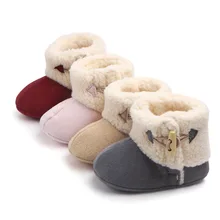 Зимняя обувь для маленьких девочек; детская обувь с пряжкой; теплая и нескользящая удобная обувь