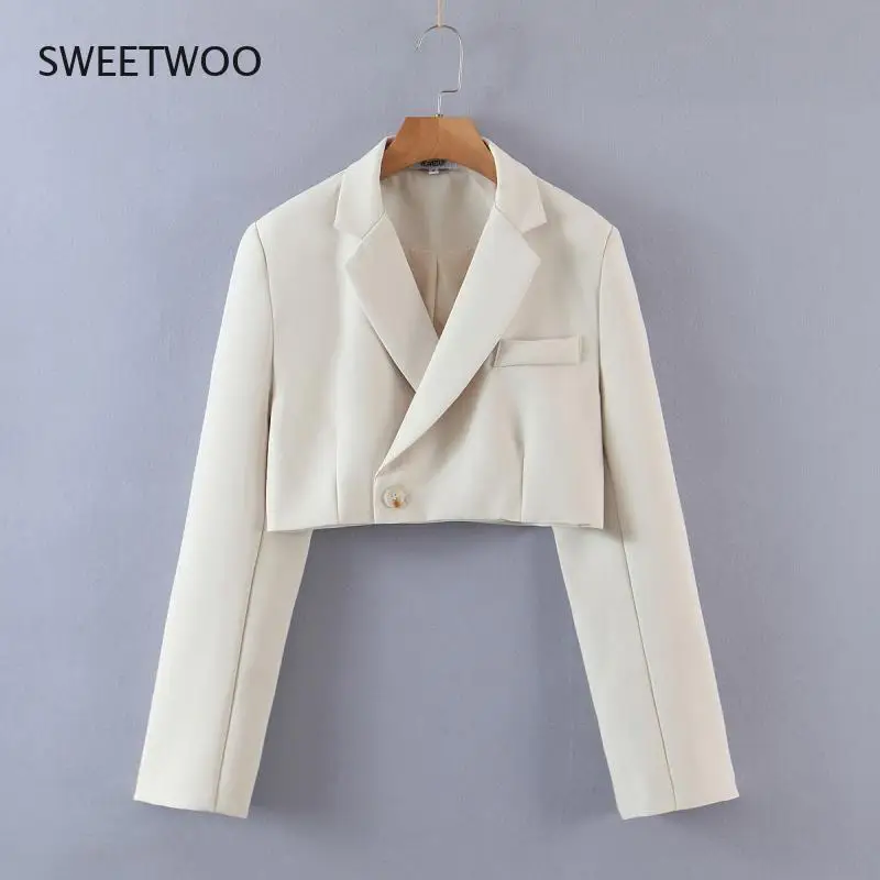 2021 Autumn Women 2Pcs Top Skirt Suit Short Solid Color Jacket Short Skirt Suits Lapel Single Breasted Long Sleeve Short Jacket