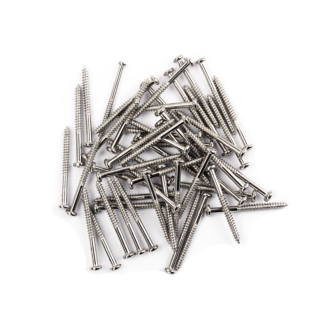 50 Pieces Bass Guitar Pickup Mounting Screws for PB JB P90 Pickups Nickel