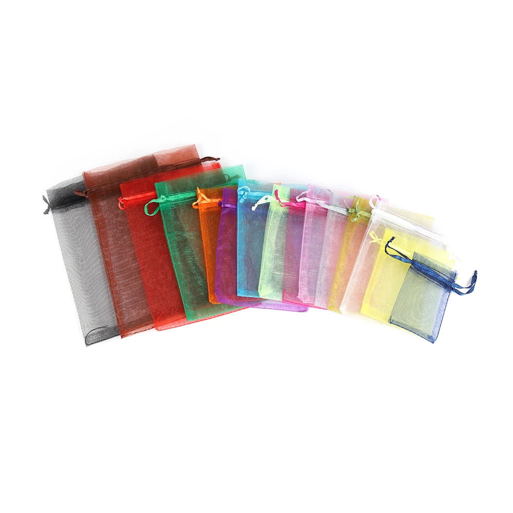 50pcs Drawstring Organza Bags Jewelry Packaging Bags Wedding Party Decoration Drawable Bags Birthday Gift Pouches 24 colors 100pcs drawstring jewelry bag pouch organza jewelry packaging bags wedding party decoration drawable storage bags gift pouches