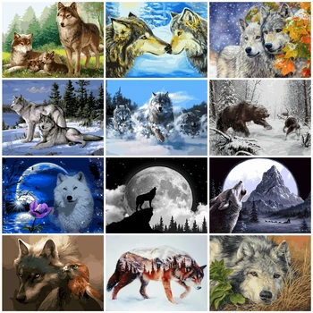 

AZQSD Paint By Numbers Animal For Adults Living Room Home Decor Coloring By Numbers Canvas Painting Kits Wolf Handpainted Gift