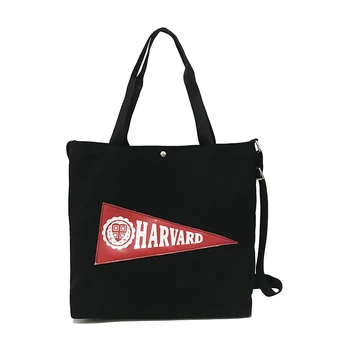 

Canvas Big Bag Female Printed Letter Portable Tote Bag Fabric Single Shoulder Diagonal Package