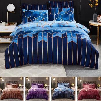 

Modern Marble Patterned Plaid Duvet Cover Set Geometric Comforter Quilt Covers with Pillowcase Bedding Set for Double Queen King
