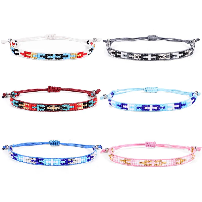 

Handmade Mix Color Friendship Bracelets Beads Cross Rope Woven Beads String Colorful Bangle Brazilian For Women Men Dropshipping