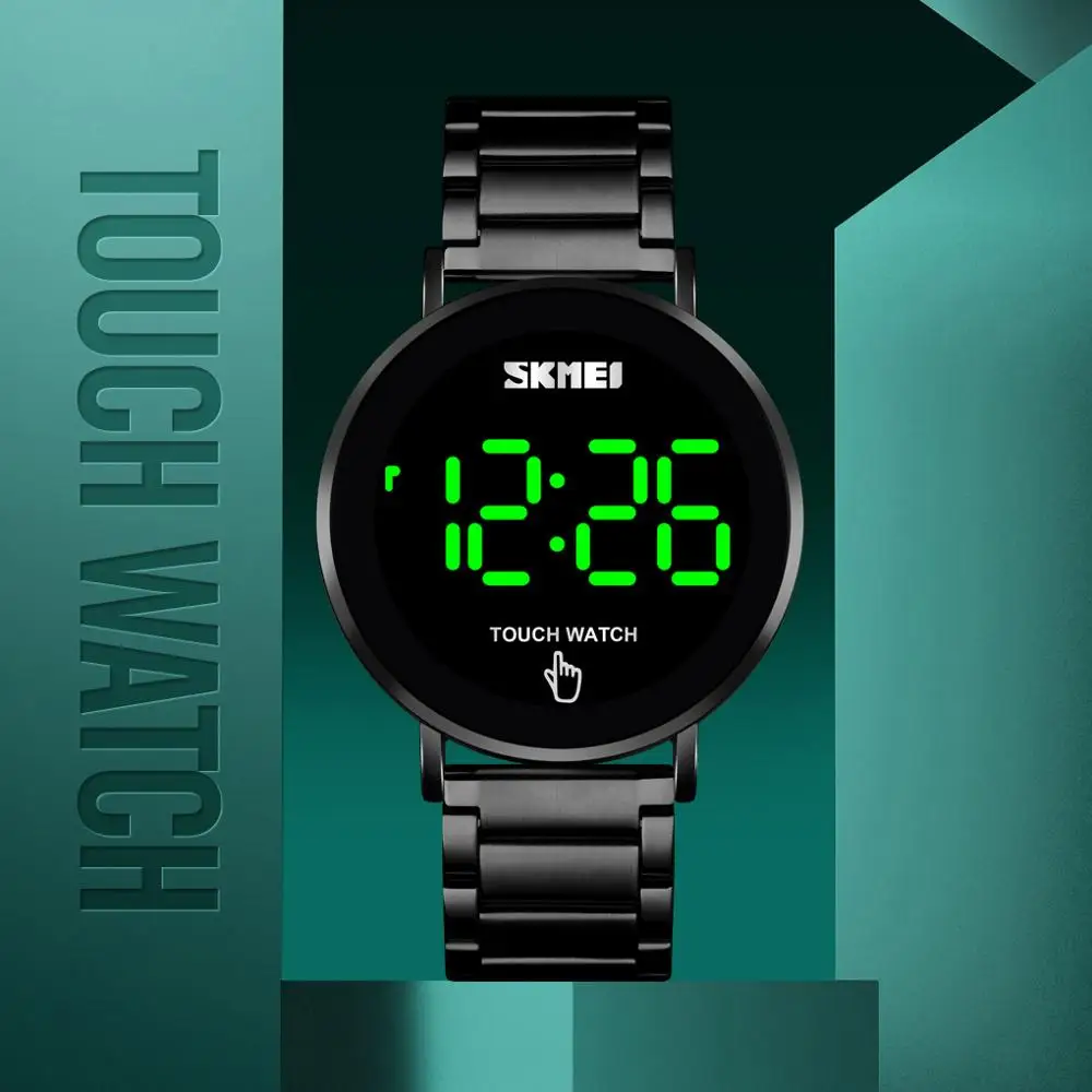 

SKMEI 1550 Men Casual Touch Screen Digital Wristwatches Waterproof Watch Steel Strap Dress Clock Relogio Masculino
