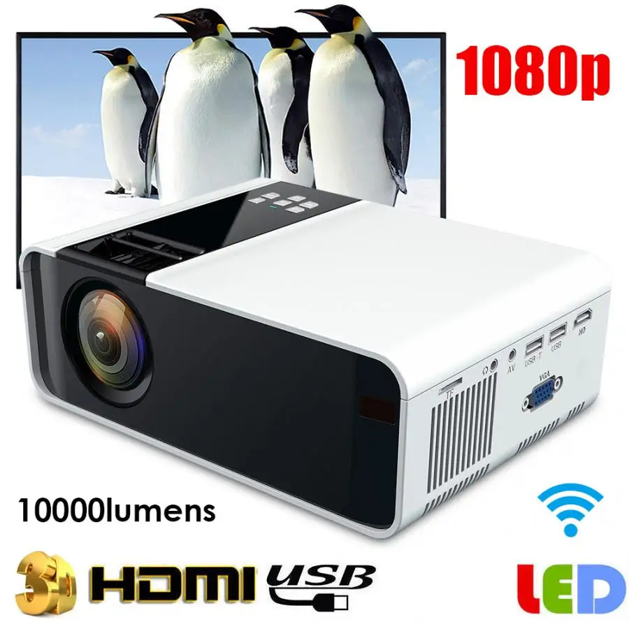 Светодиодный проектор W10 1080P домашний кинотеатр Ultra-HD белый (версия одного и того