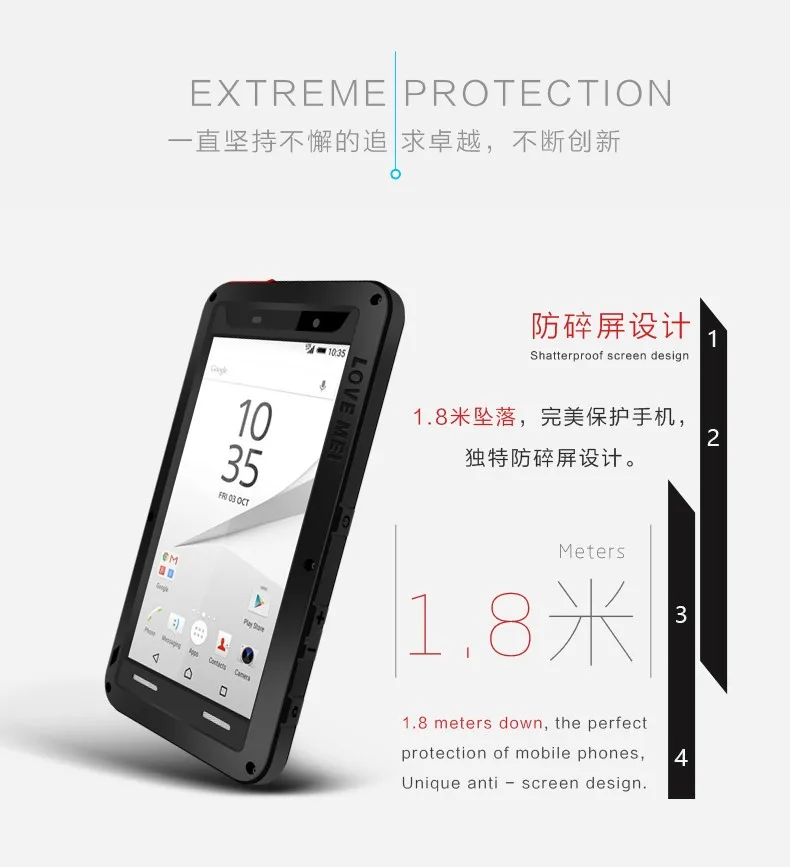 Love Mei для sony Xperia Z5 Compact Z5 Premium чехол водонепроницаемый противоударный алюминиевый чехол для телефона s для sony Xperia Z5