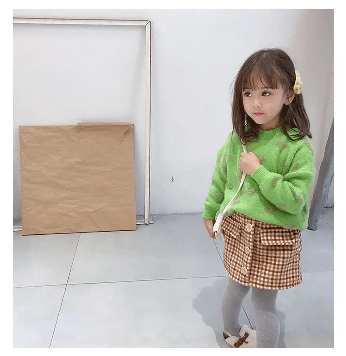 hot selling girls knitted sweater thicken winter fashion kids girls pullover sweater 2-7years