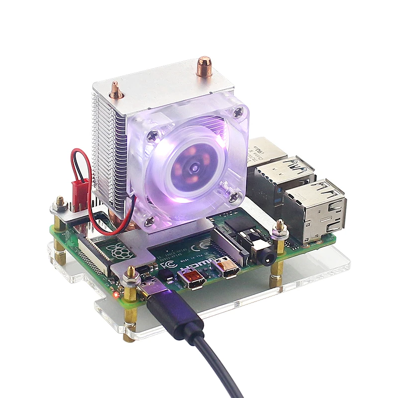 Ice Tower Raspberry Pi 4 вентилятор охлаждения процессора кулер 7 цветов светильник +