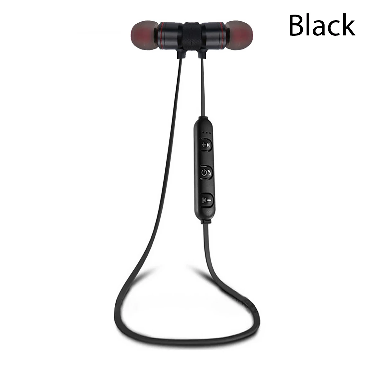Wireless Bluetooth Earphones Metal Magnetic Stereo sports Bass Cordless Headset Earbuds With Microphone headphones for all phone - Color: Black