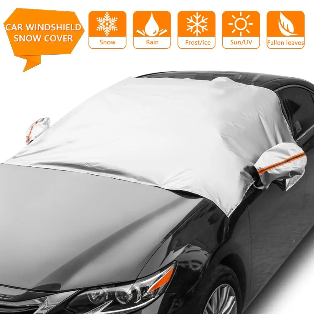 Car Windshield Visor Cover UV Protect Anti Ice Snow Frost Shield Dust Protection Sun Shade for Front Car Windshield Color:Black