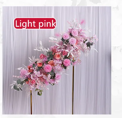 Light pink A Искусственный цветок шар центральный с ряд цветов композиция бегун Декор Свадебный Арка настенный стол цветок помпон розы пионы - Цвет: Light pink A