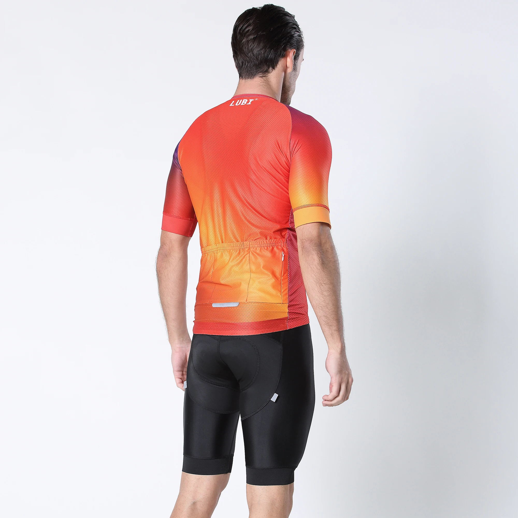 LUBI Men Cycling Jersey Set Clothing Bib Shorts Kit Suit Pro Summer Wear Bicycle High Density Sponge Pad MTB Clothes Bike Road