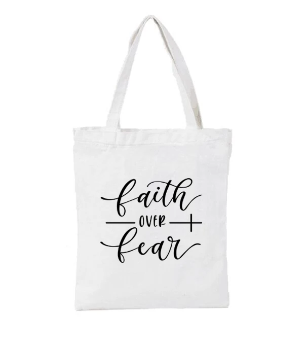 Faith Over Fear христианская Сумка тоут повседневная библейская Стихия вдохновляющие