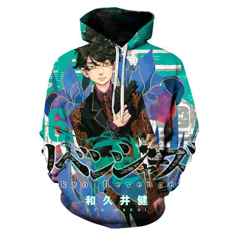 

Anime Gambar Valhalla Tokyo Revengers Kawaii Hoodie Aesthetic Pocket Casual Loose Sweatshirts Anime 3D print Tops Moletom