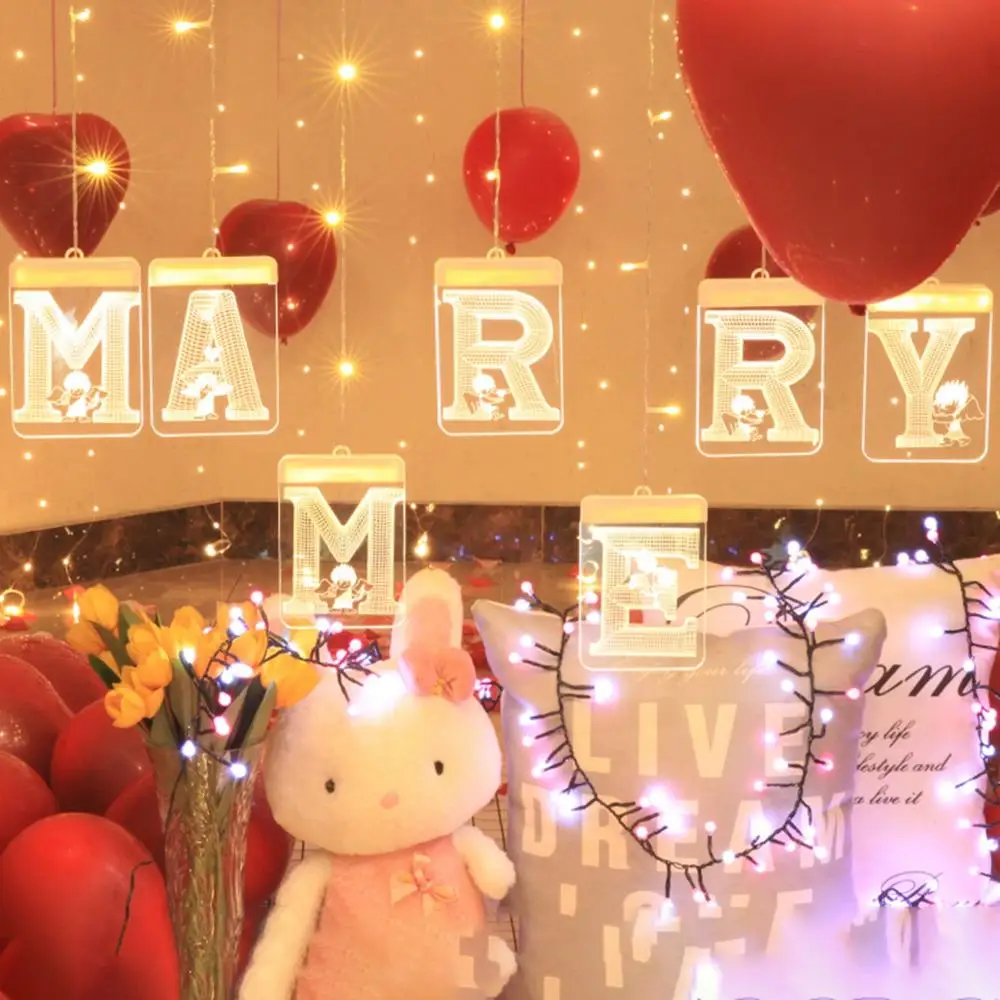 MERRY ME LOVE Heart светодиодный светильник, гирлянда, деревенский Свадебный декор, украшение для свадеб, только что вышедших в свет, декор для рождественской вечеринки