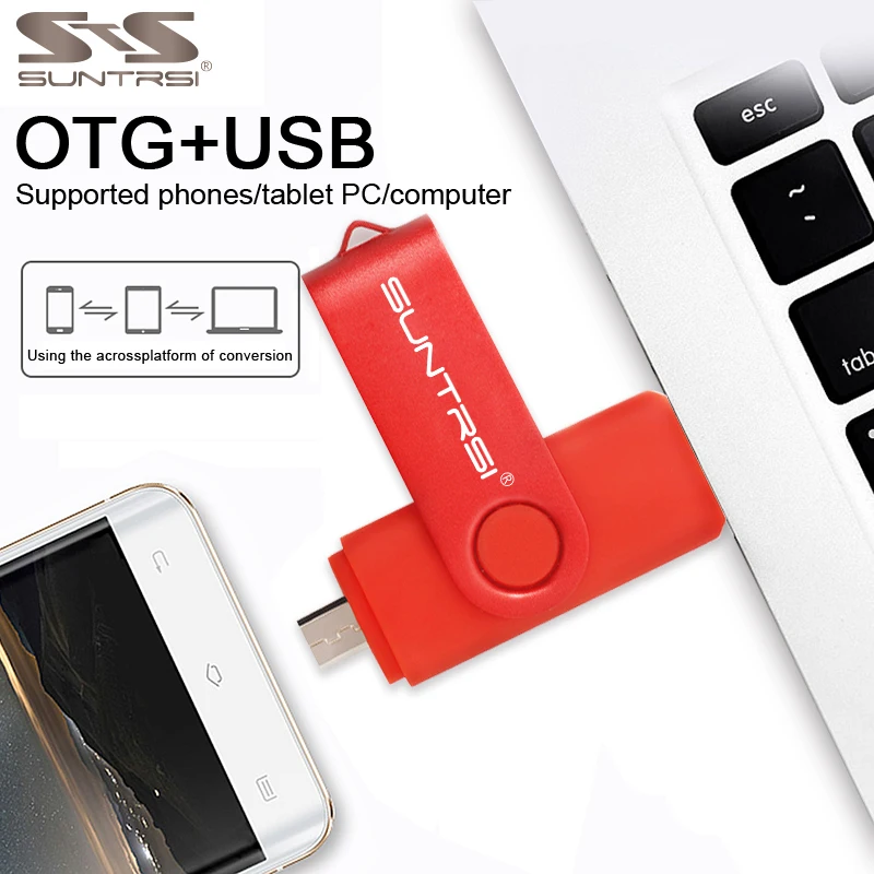 Suntrsi USB флеш-накопитель 2,0 OTG USB флеш-накопитель реальная емкость 128 Гб 64 ГБ 32 ГБ карта памяти флеш-накопитель с логотипом на заказ