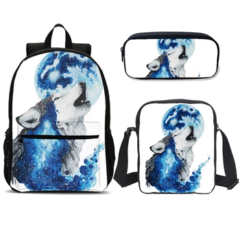 

Fashion 3pcs Male Backpack School Bag Set 3d Mon Wolf For Boys Big Student Book Shoulder Bag Men School Backpack Teenager Girls