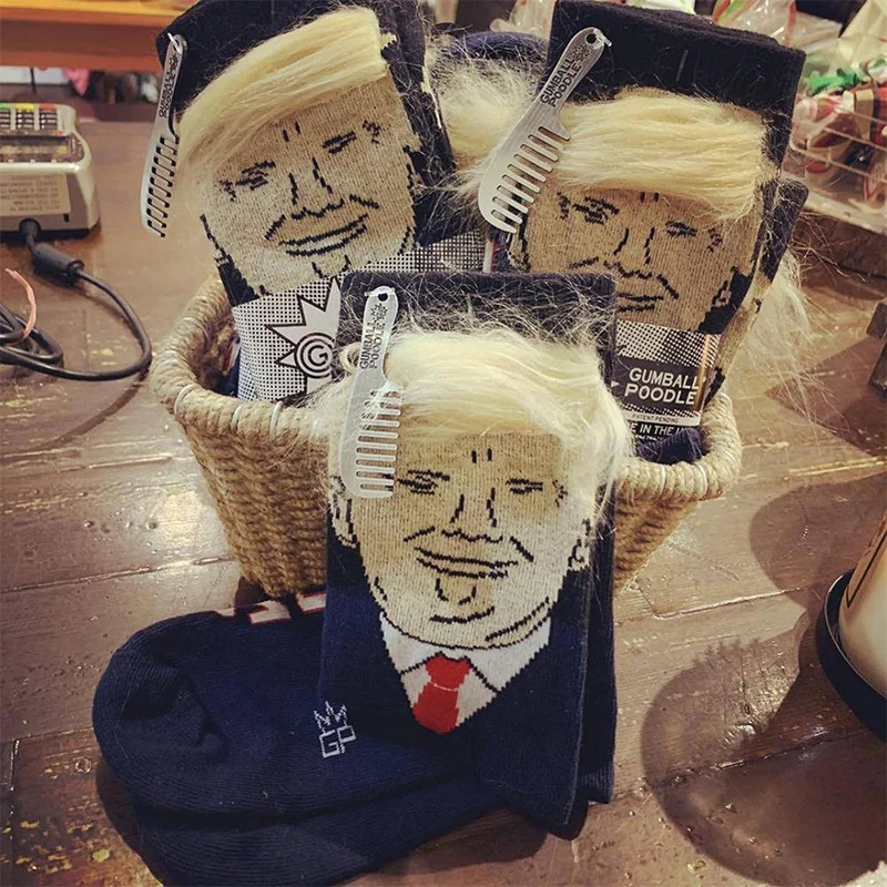 Носки мужские забавные Trump Meias Com 3D FAS Cabelo носки США президент Дональд Трамп Обама