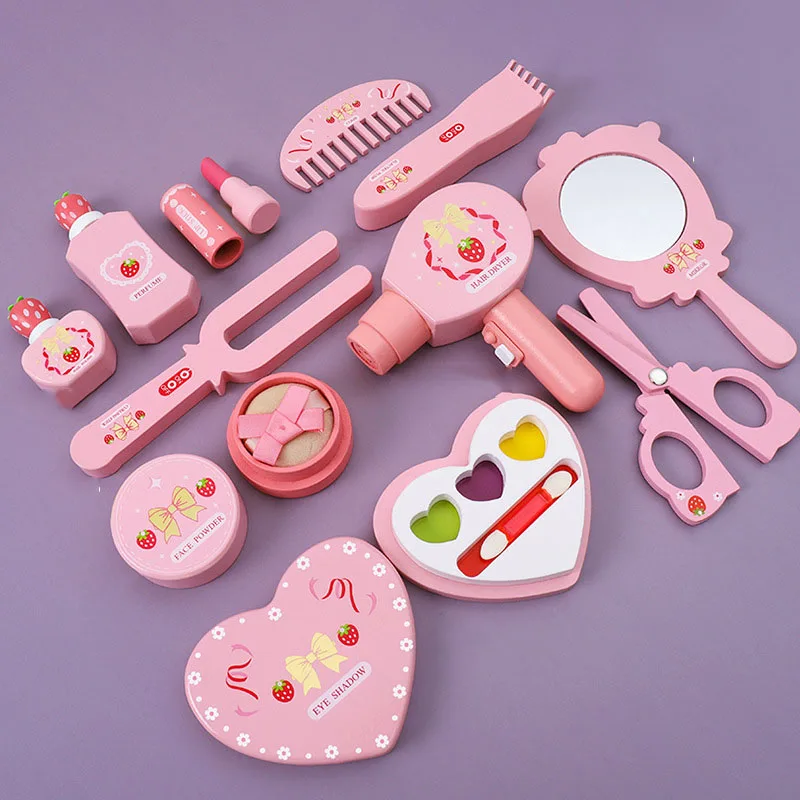 Wooden Makeup Toy Set 12Pieces Toddler Makeup Kit Pretend Beauty Salon