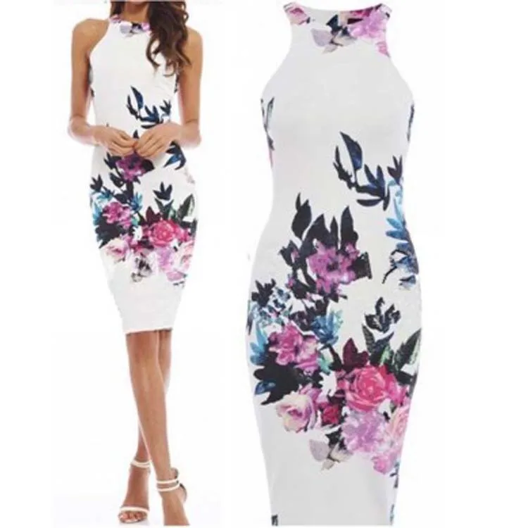 

1170 2015 Summer Europe And America WOMEN'S Dress Retro Printed National Style Slim Fit Camisole Sleeveless Sheath Dress