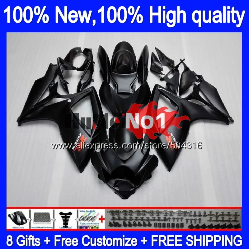 Корпус для SUZUKI GSX R600 GSX-R750 GSXR 600 750 CC 06 07 2006 2007 16MC. 10 матовый черный GSXR-600 K6 GSXR600 GSXR750 06 07 обтекатель