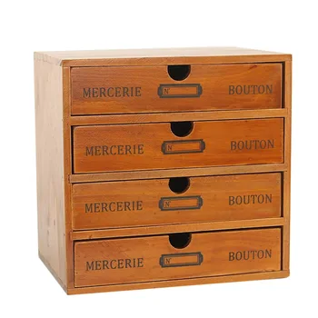 

24.5 X 17.5 Cm 3-Tier /4-Tier Drawer Type Table File Cabinet Box Solid Wood Desktop Storage Box Model Accessories Toys Hobbies