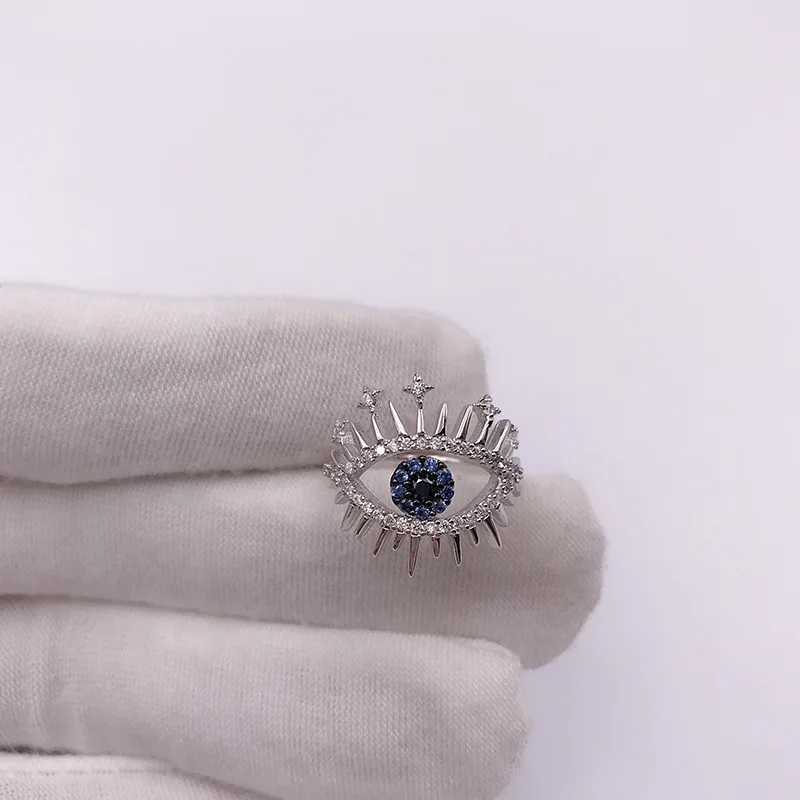 Популярный бренд, 925 пробы Серебряное кольцо Lucky Eye, голубой кубический цирконий, камни Monaco, кольца на палец для женщин, ювелирные изделия для глаз
