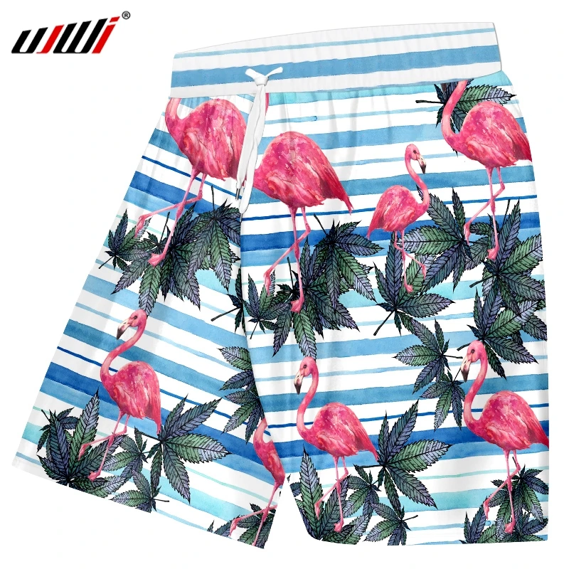 UJWI 3D Printed Animal Leaf crane Beach Shorts Men's Spandex Clothing New Arrivals Chinese Style Man | Мужская одежда