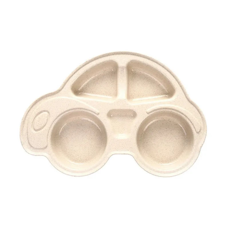 Бежевый Baby Dishes Baby Feeding Food Tableware Tranining Dinner Plate Divided Food Plate Cartoon Kid Dishes Kindergarden Tableware - Цвет: Бежевый