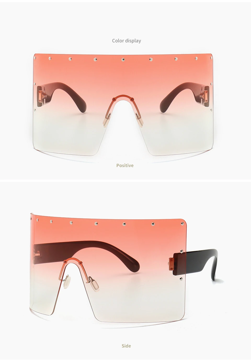Трендовые женские крупные солнцезащитные очки мужские с заклепками солнцезащитные очки цельные ветрозащитные очки с зеркальными линзами UV400 большие солнцезащитные очки
